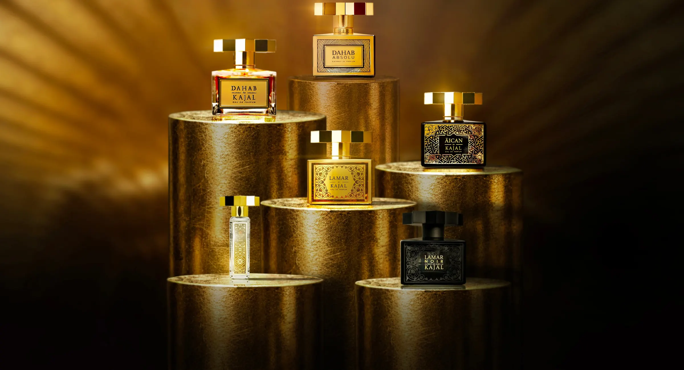 Kajal Perfumes Paris gold collection flacons
